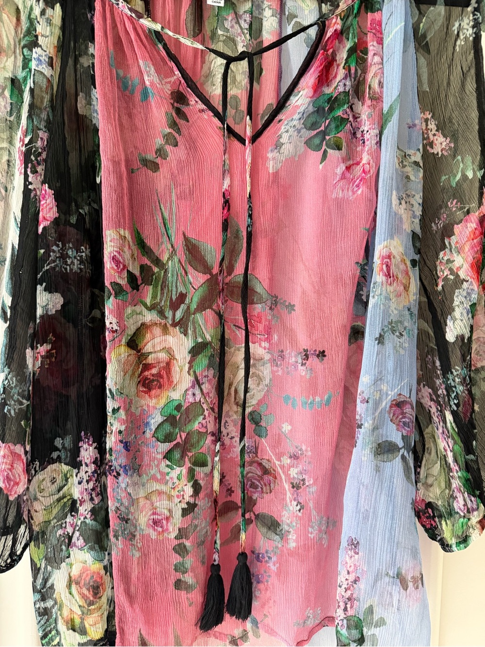 Johnny Was Sheer Floral Blouse- Jade Collection - Picture 4 of 6